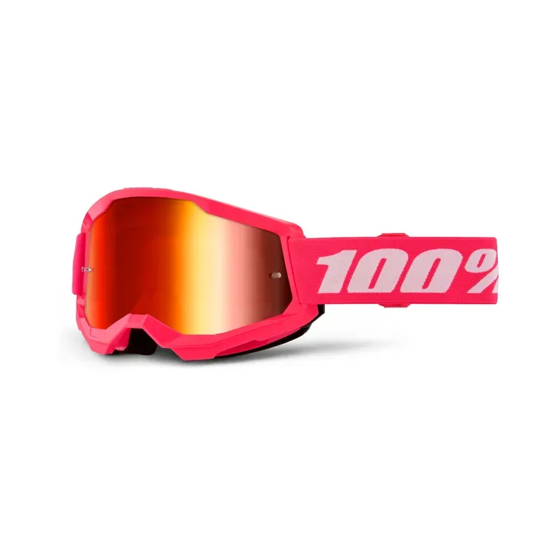 100% Strata 2 Red Mirror Lens Goggles in Pink