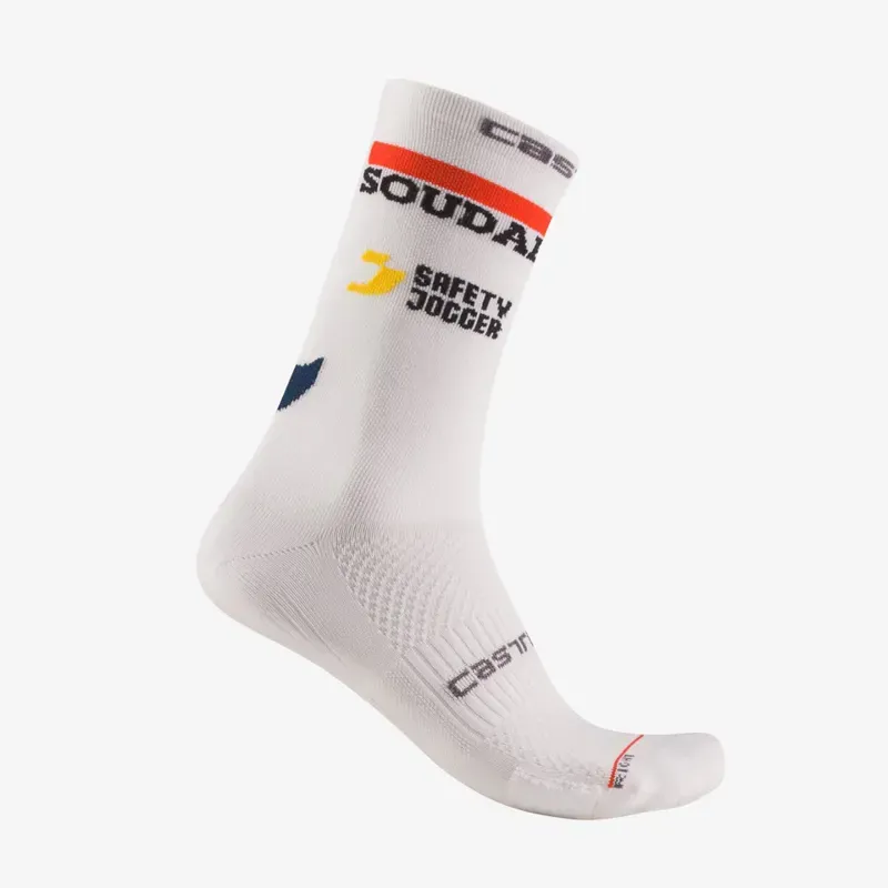 Castelli Soudal Quick-Step Rosso Corsa Pro 18 Socks in White