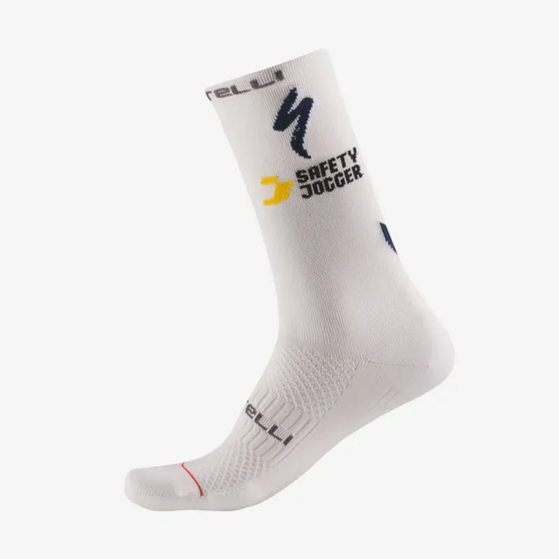 Castelli Soudal Quick-Step Rosso Corsa Pro 18 Socks in White-1