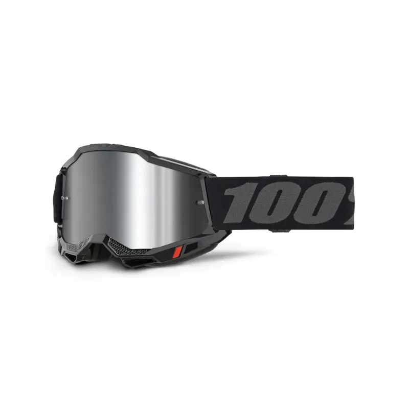 100% Accuri 2 Mirror Silver Lens Goggles in Black